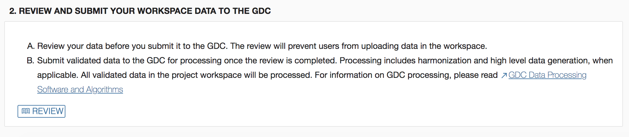 GDC Submission Review Tab